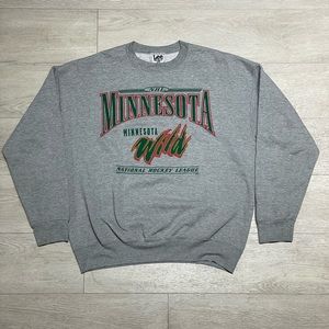 Vintage Minnesota Wild Crewneck Sweatshirt Lee Sport Green NHL Hockey Size XL